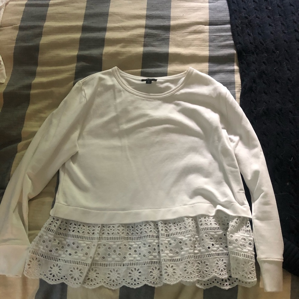 J.Crew White Lace Top